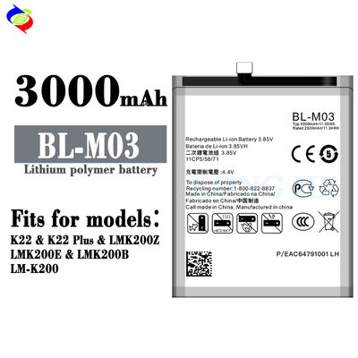 3000mAh Capaciteit O Cycle Battery vervanging voor LG K22 K22 Plus BL-M03 Fast Charging