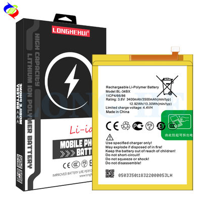 BL-34BX lithium-ion telefoonbatterij voor Infinix Smart 2 HD X609 3.8V 3500mAh in wit ontwerp