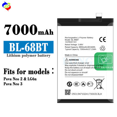 Oplaadbare vervangende batterij voor Tecno Pova Neo2/LG6n BL-68BT telefoonbatterijen 7000mAh