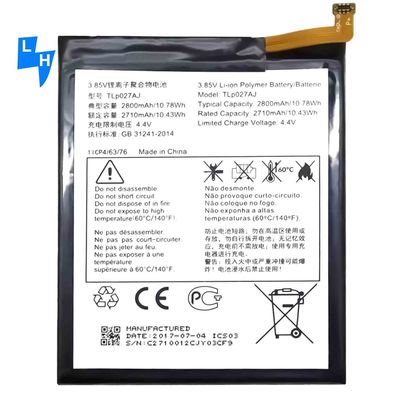 3.85V 2500Mah oplaadbare batterij Voor Alcatel Tlp027Aj telefoon Zwart Hoge capaciteit