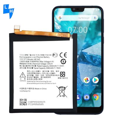 Nokia5 2018 Nokia X5 Mobiele telefoonbatterij HE342 Voor 500pcs MOQ