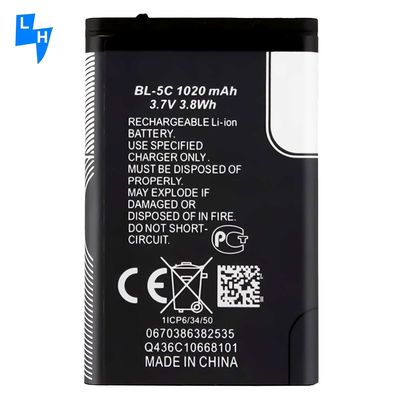 500 stuks MOQ BL-5C 1020mAh batterij voor Nokia C2-01 2700 Classic 6030 3110C 1100 1200 1650