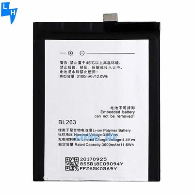 BL263 3.85V 3100mAh oplaadbare batterij voor Lenovo ZUK Z2 Pro Garandeerde prestaties