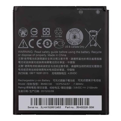 Dubbele IC-bescherming Zwarte BM65100 mobiele telefoonbatterij voor HTC Desire 510 601 700