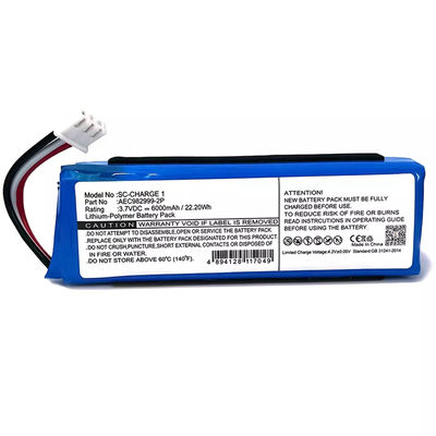 AAA 6000mAh Capaciteit Vervangend Li-polymer AEC982999-2P luidsprekerbatterij voor JBL-CHARGE 1