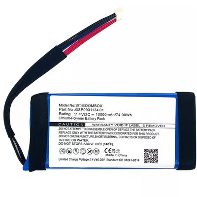 Krachtige vervangende Li-polymer GSP0931134 01 luidsprekerbatterij voor JBL-BoomBox 7.4V 10000mAh